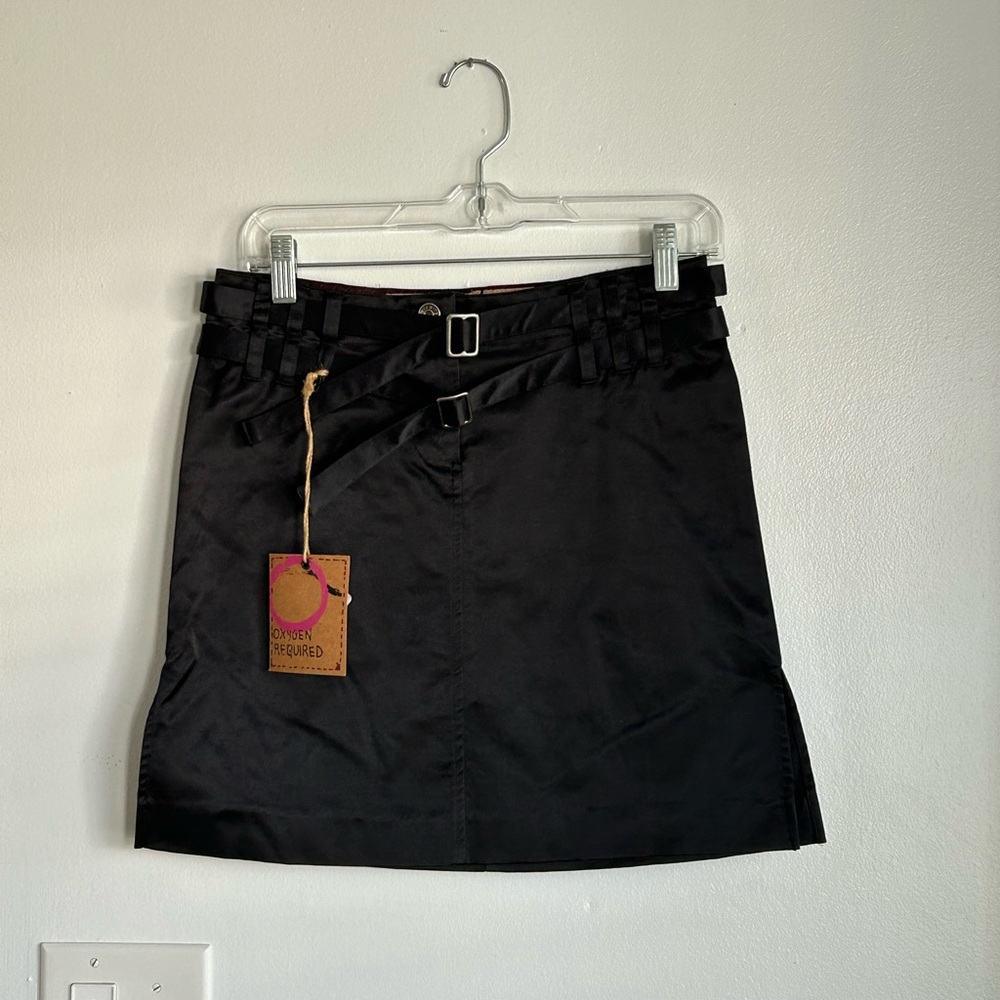 Y2K Black Belted Mini Skirt Vintage Whimsigoth Grunge Goth Vamp 90s - Picture 2 of 8